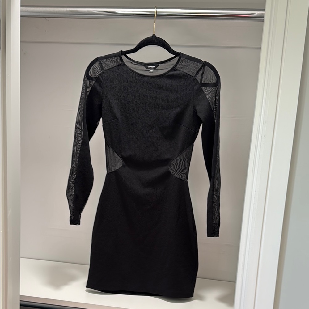 Elegant Black Mesh Panel Dress